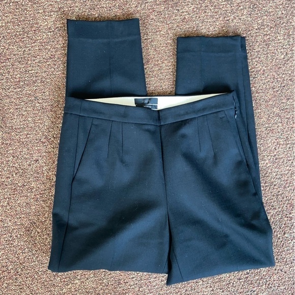 J Crew black slacks with side zipper and darts for trim silhouette. Creased. - Picture 2 of 10
